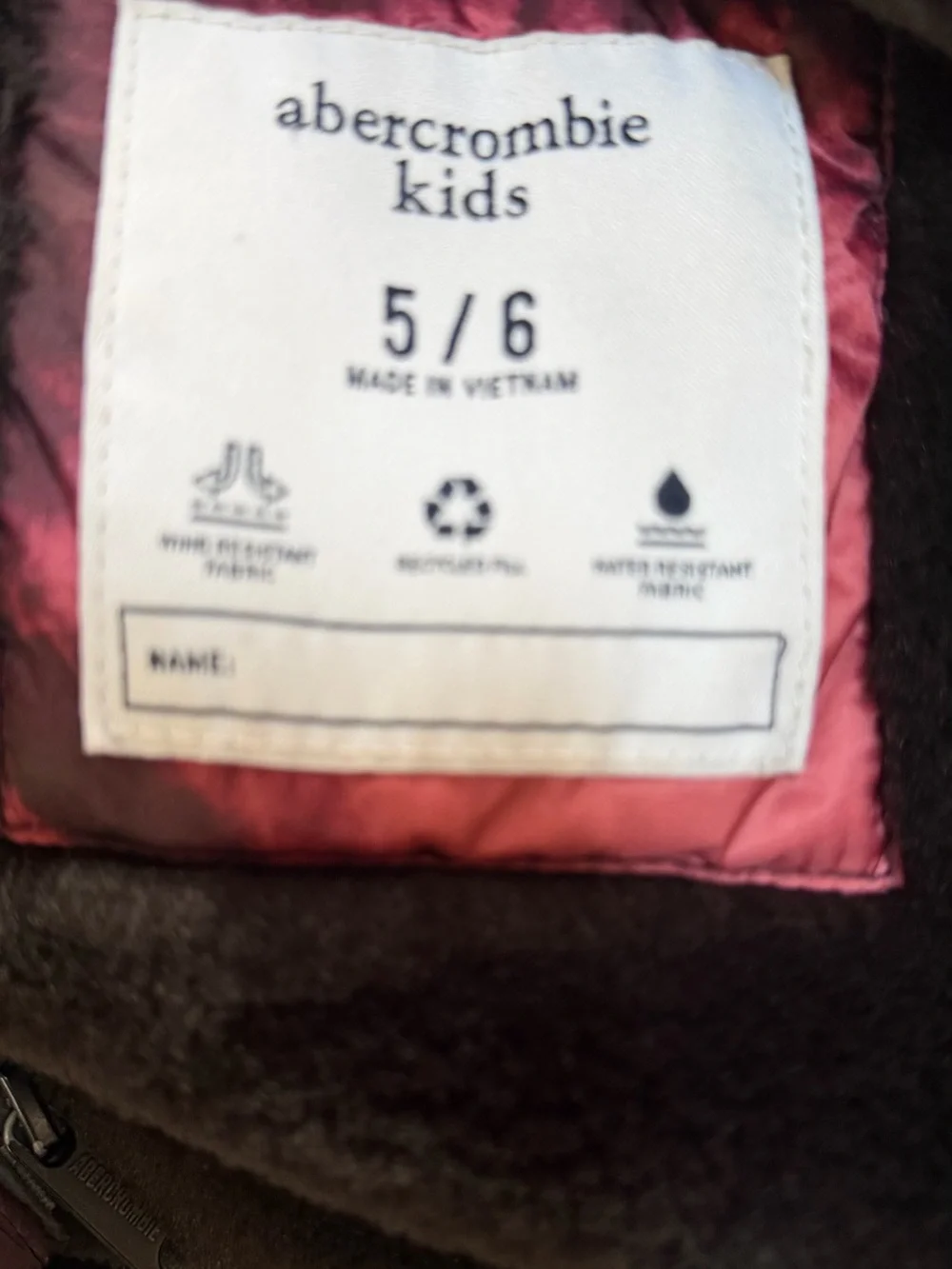 abercrombie kids Maroon & Black Tie-Dye Puffer Jacket with Hood